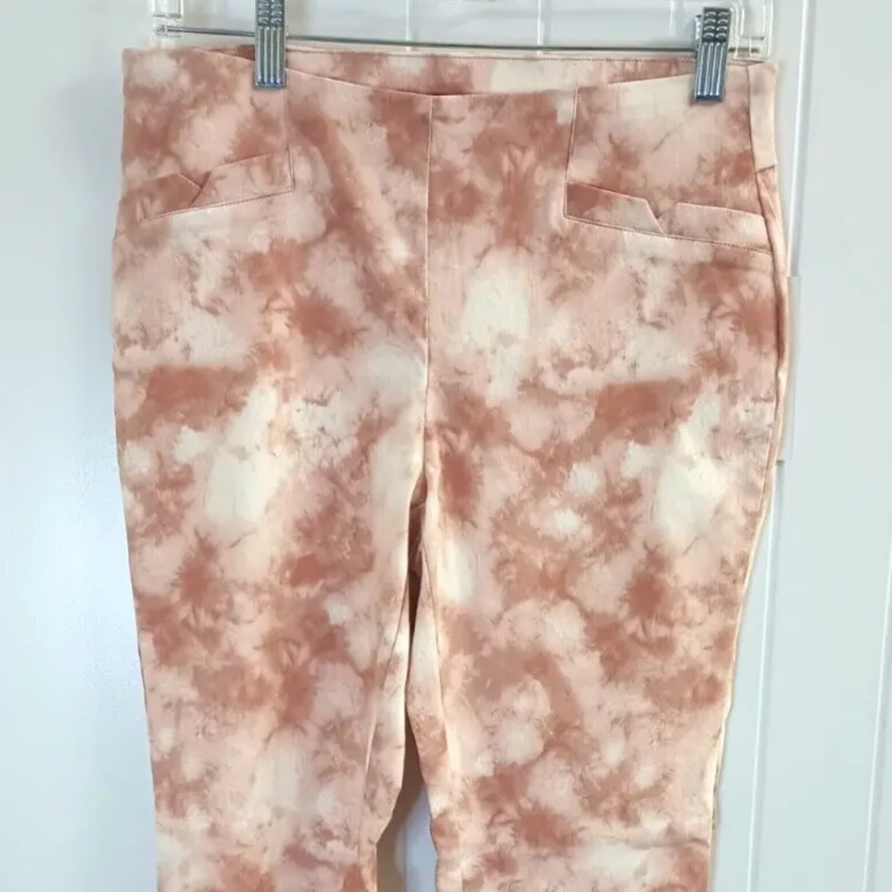 Joe B by Joe Benbasset Tie Dye Pull On Stretch Ankle Pants Crochet Lace Hem Sz M